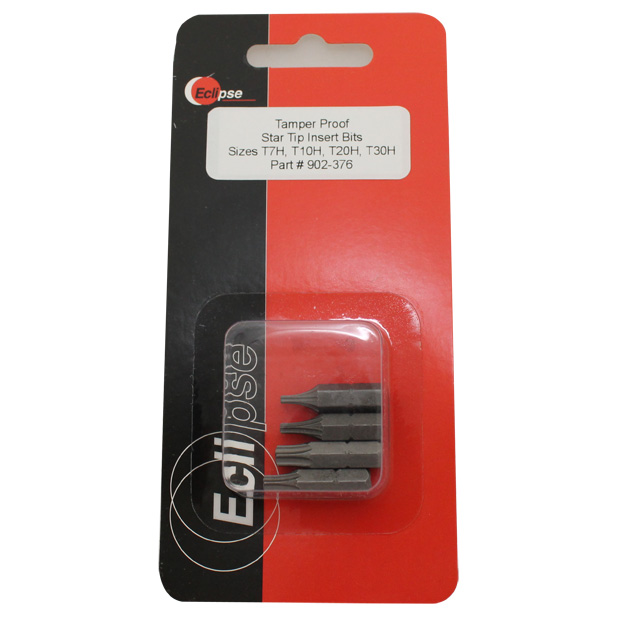 4 Pc Tamper Proof, Star Tip 1" Insert Bit Set-Sizes T7H,T10H,T20H,T30H - Image 1