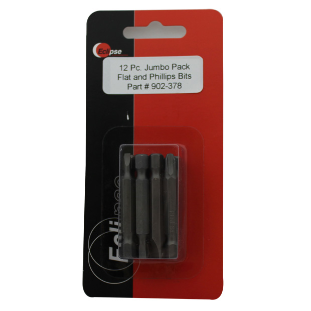 12 Pc Jumbo Pack Assorted  Flat and Phillips 1-15/16" Power Bit Set - Image 1