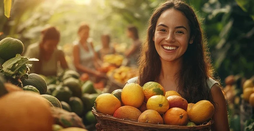 Celebrating the beauty and abundance of fruit harvests nurtured by sustainable care.