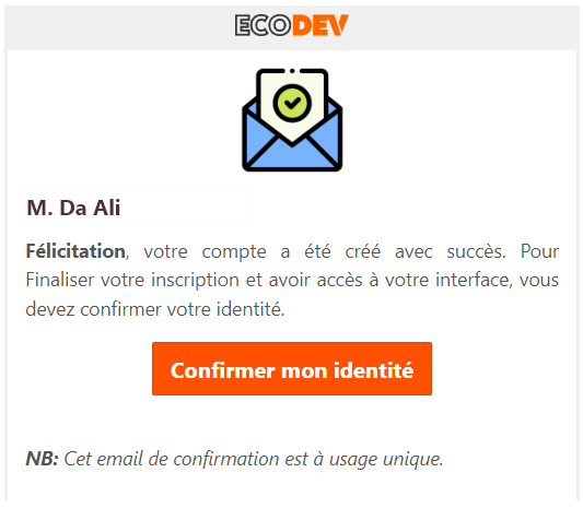 email de confirmation