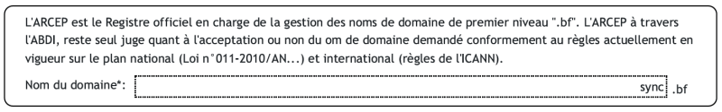 Saisie du nom de domaine