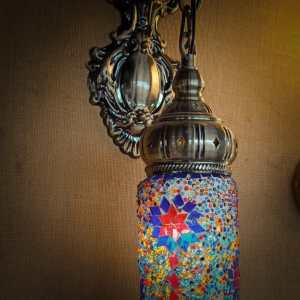 turkish lantern on vintage finish aluminium alloy wall fitting