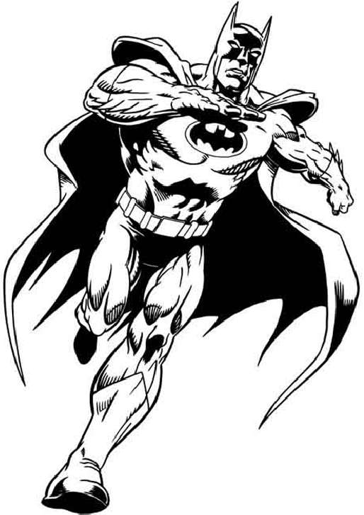 batman dark knight running after bad guys coloring page printable