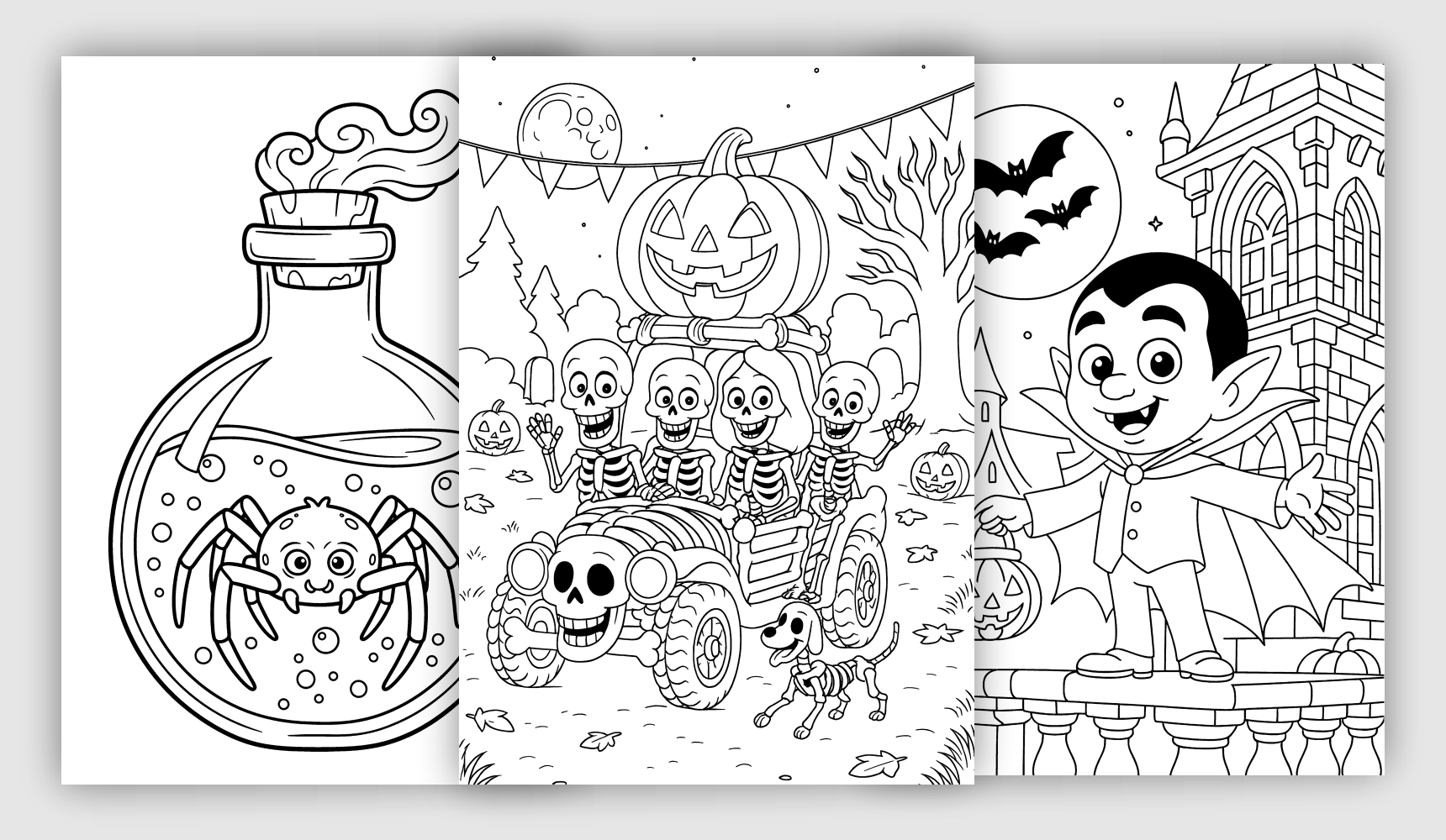 Holiday Coloring Pages Halloween coloring pages for kids with friendly spooky characters