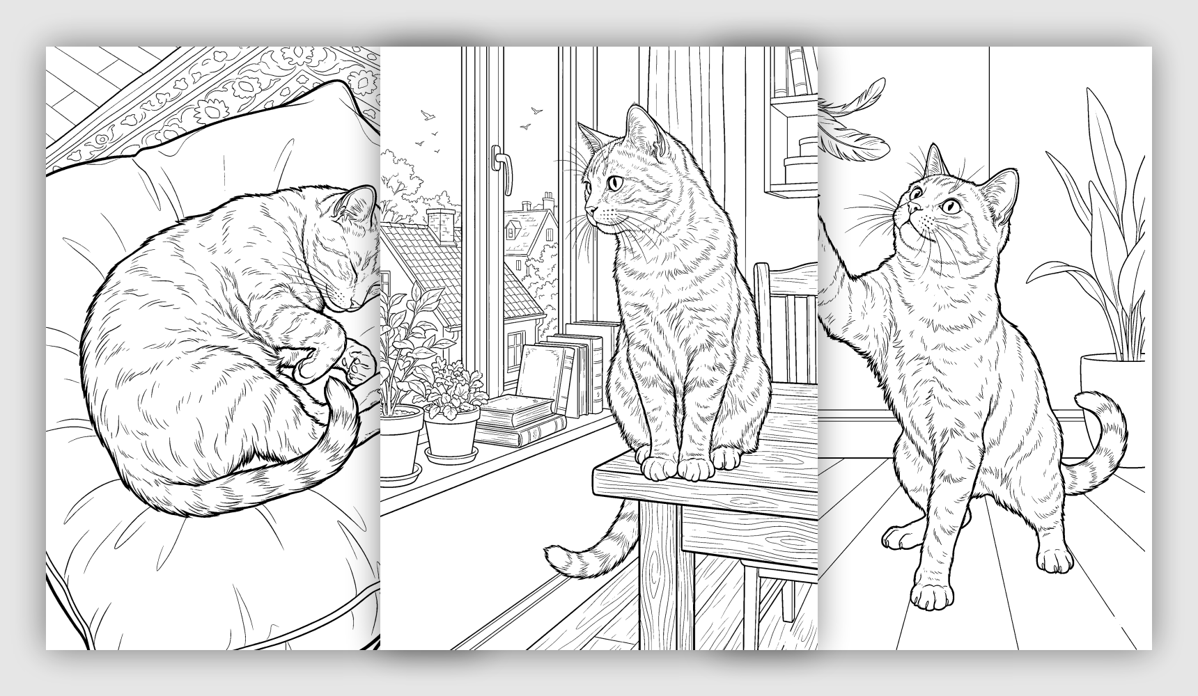 Realistic Cat Coloring Pages