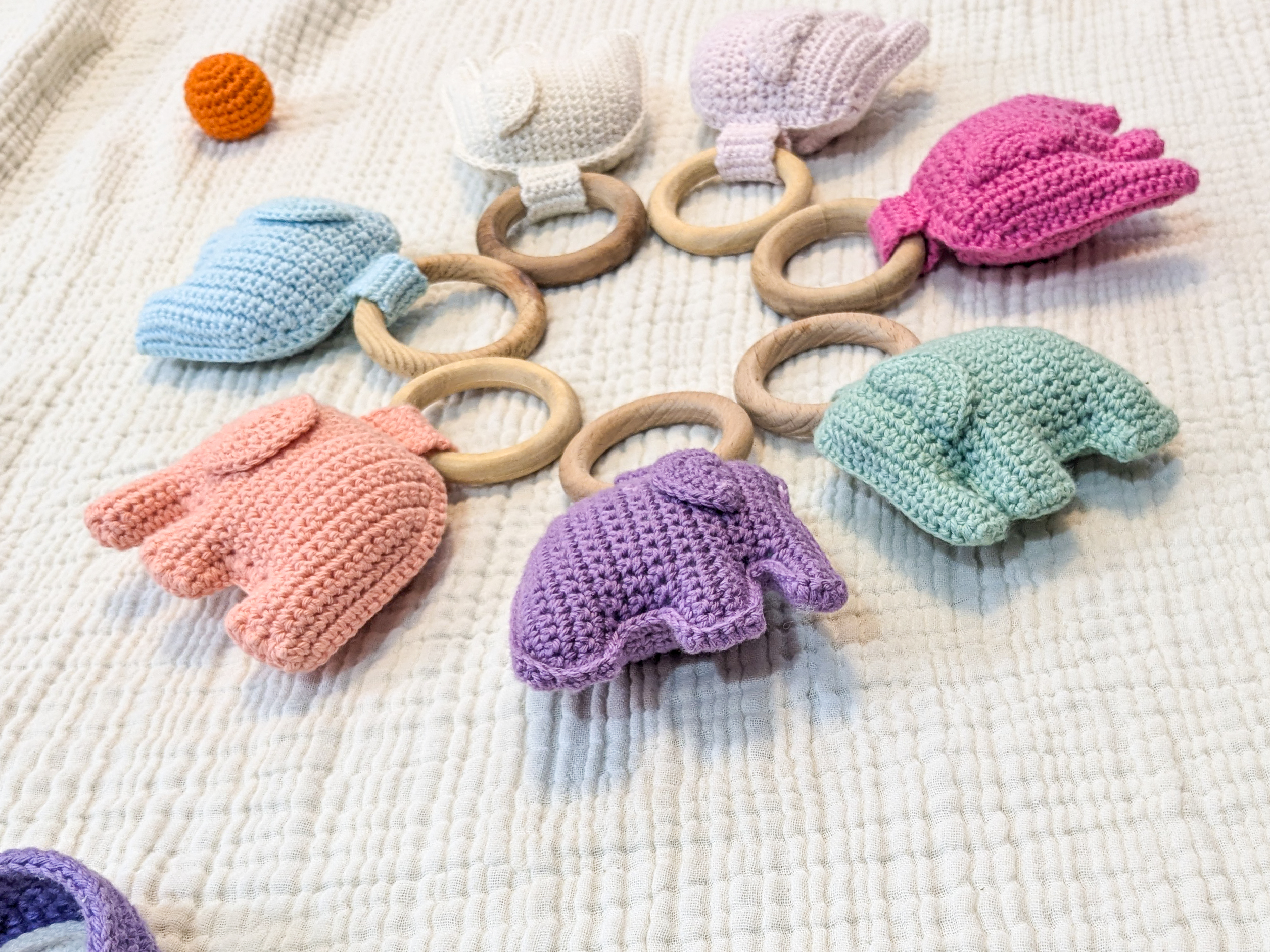 Bear and Elephant Crochet Teether