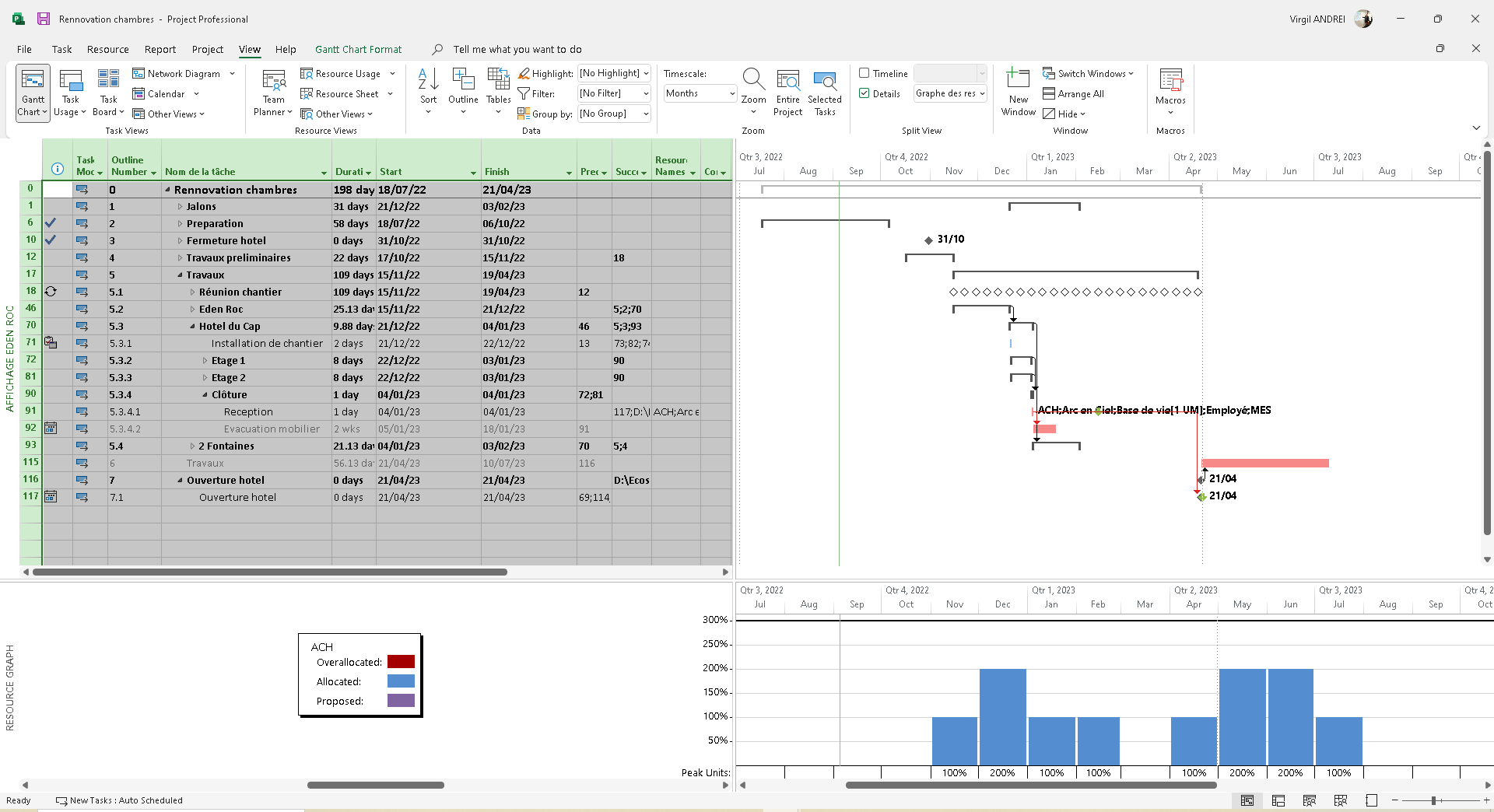 Microsoft Project gantt Chart