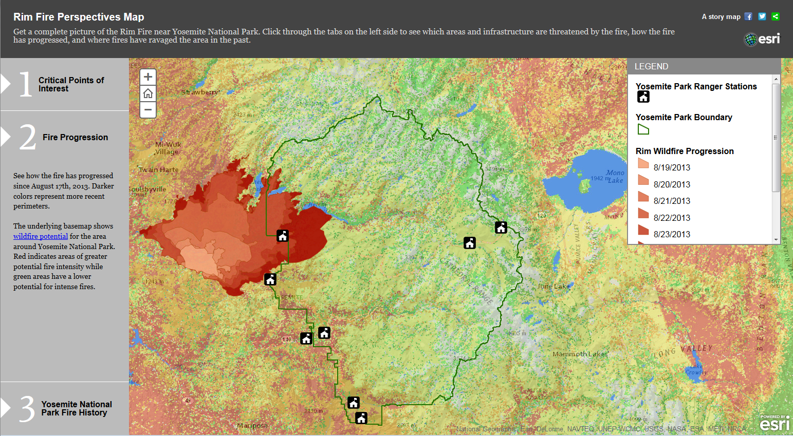 Yosemite Rim Fire map and visualization