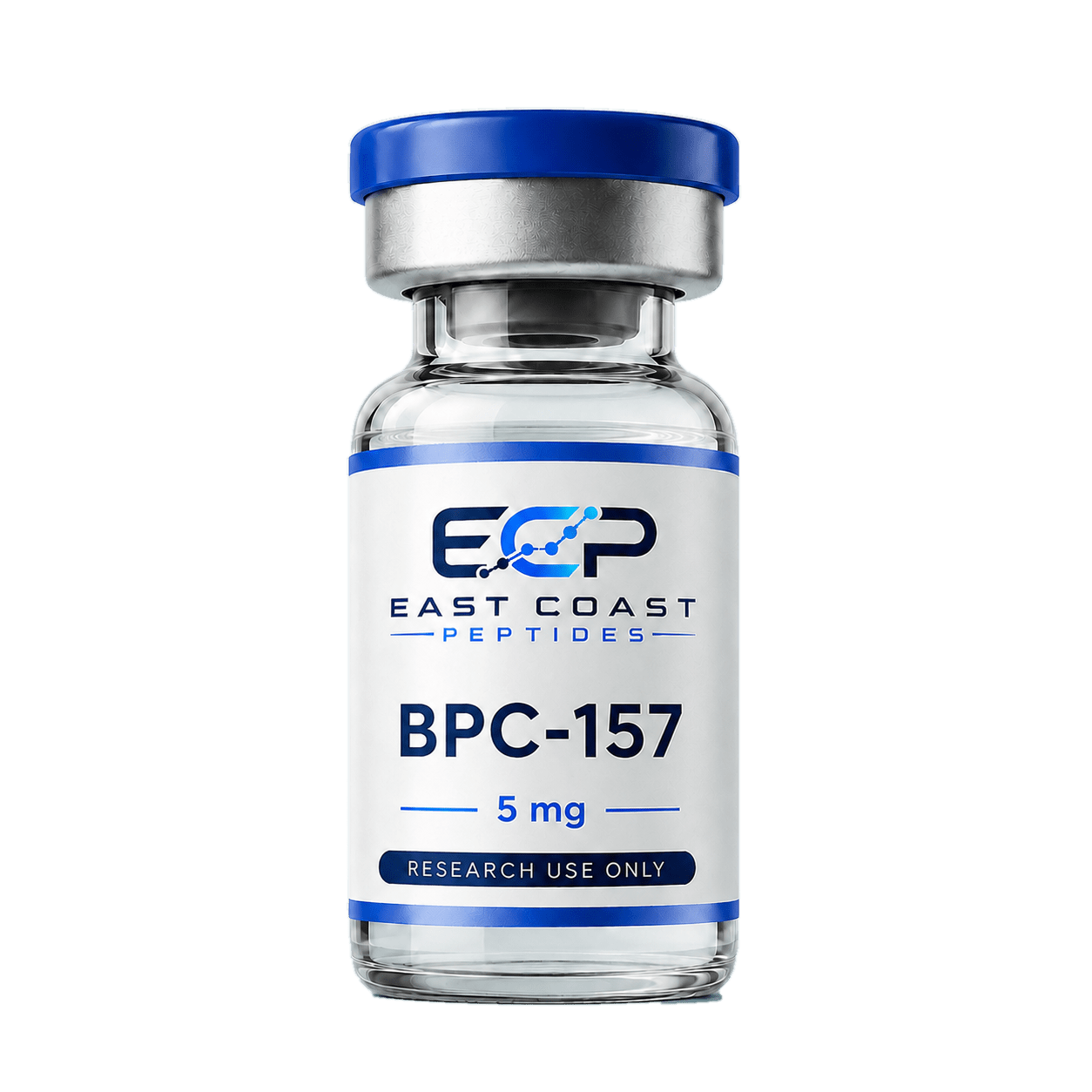 East Coast Peptides BPC-157 research vial with current product label