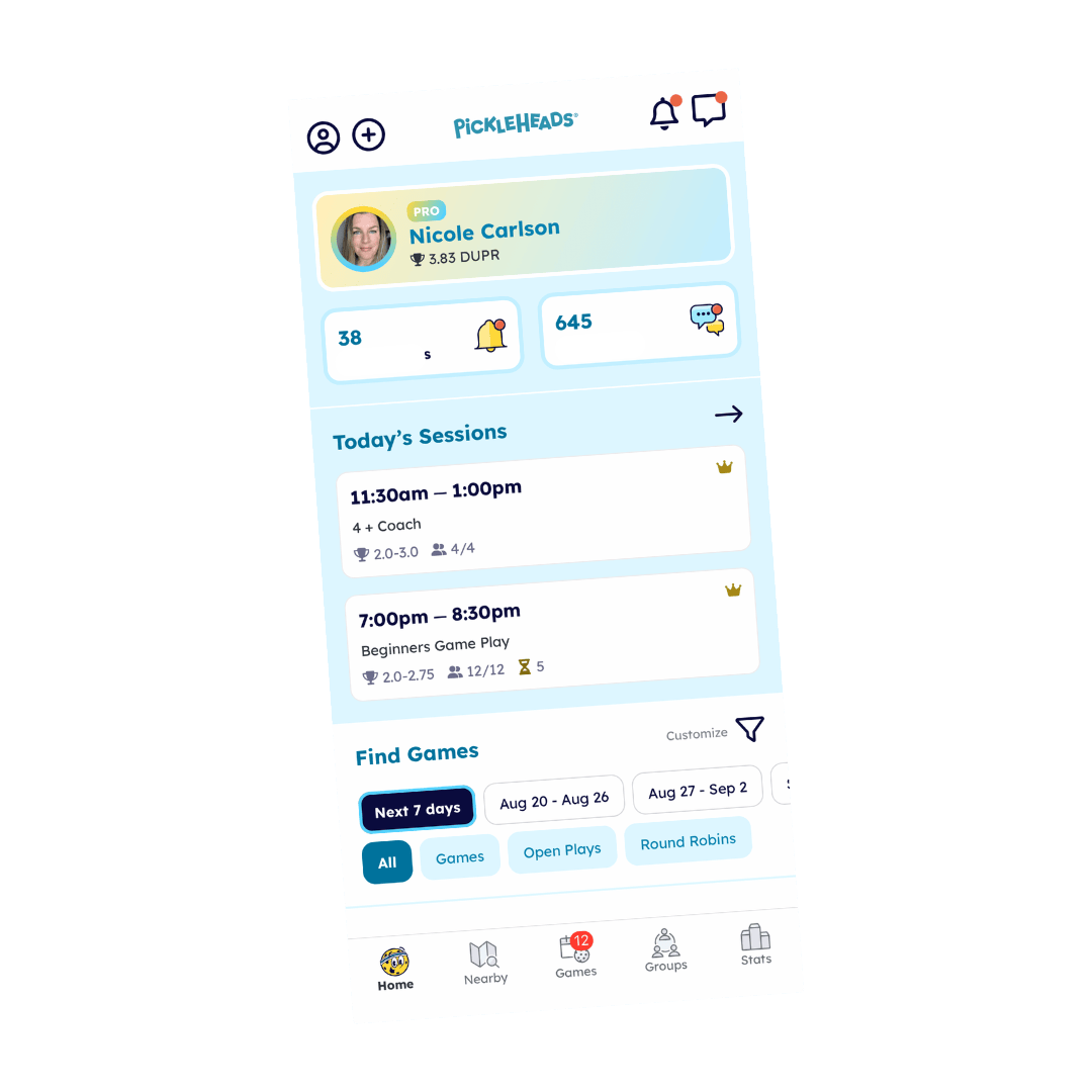 Pickleheads app showing East Coast Rock ladder registration