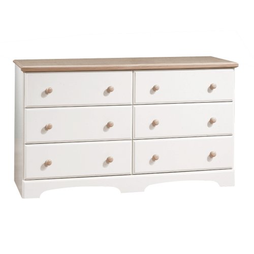 South Shore Furniture, Summertime Collection, Double Dresser, Pure White and Natural Maple