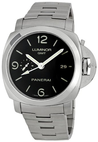 Panerai Men's M00329 Steel Luminor 1950 GMT Black Dial Watch