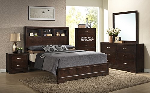 Compare Roundhill Furniture 5 Piece Montana Modern Wood Bedroom Set With Bed Dresser Mirror 2 Nightstands King Walnut Julian W Rodriquezez