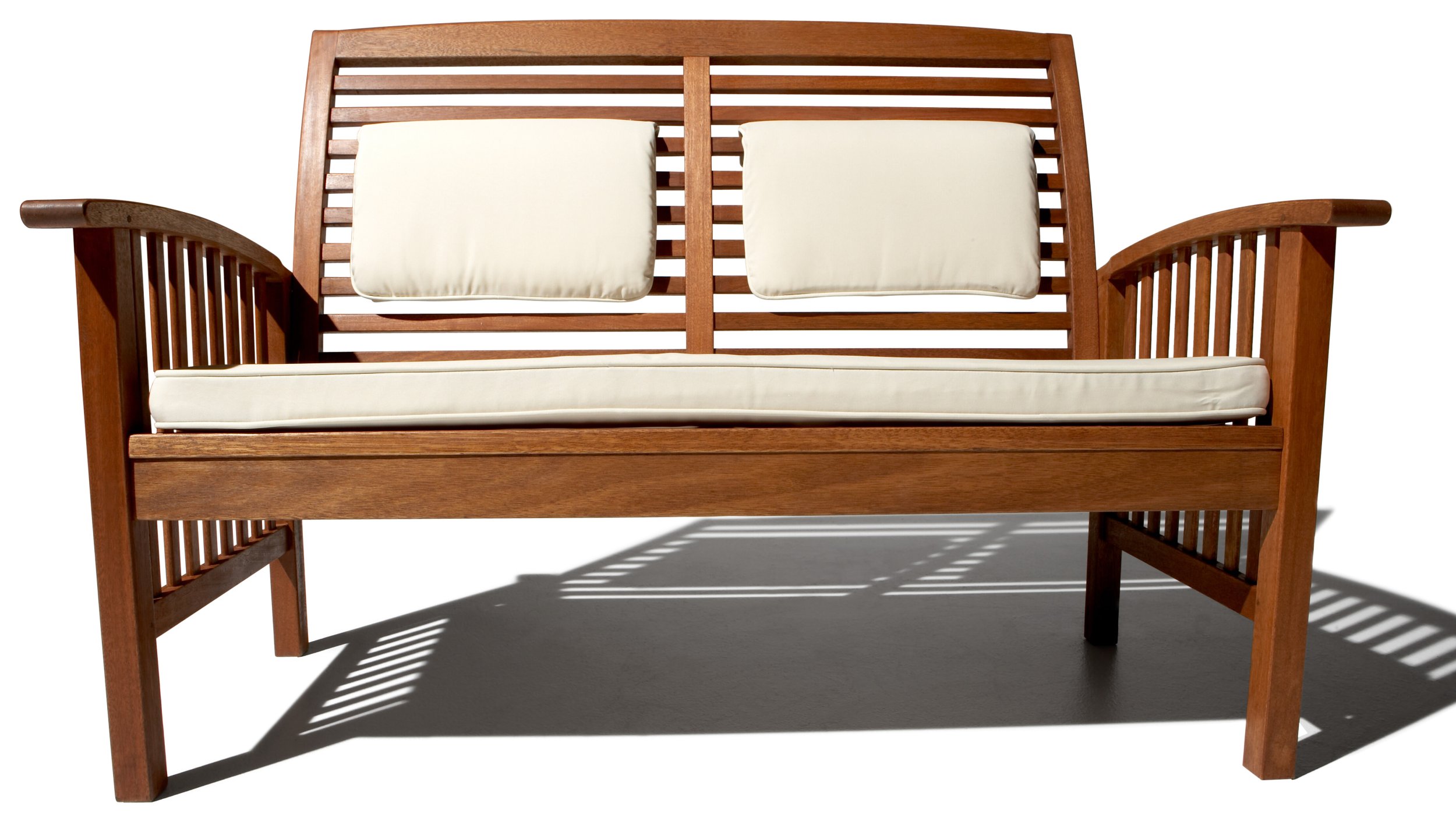Beautiful teak and hardwood garden benches and chairs. Upholstered Bench With Back