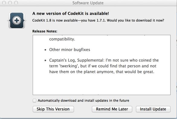 Codekit Software Update