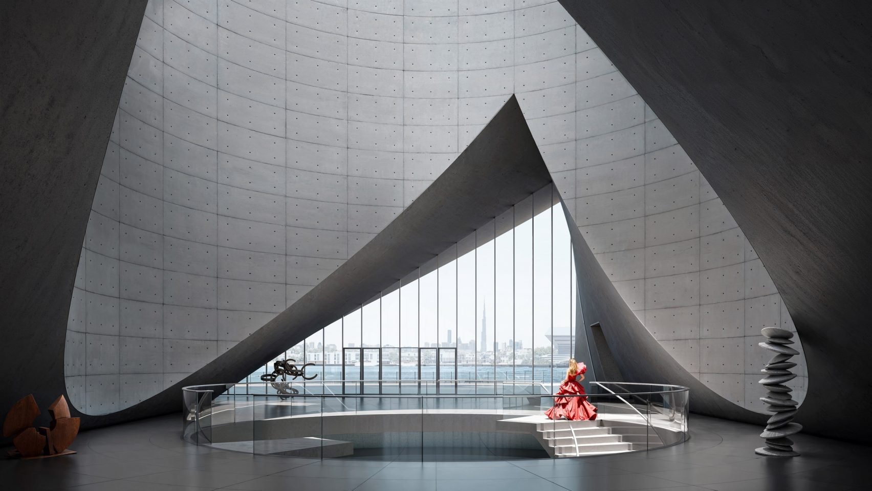 Tadao Ando unveils twisting design for Dubai Museum of Art