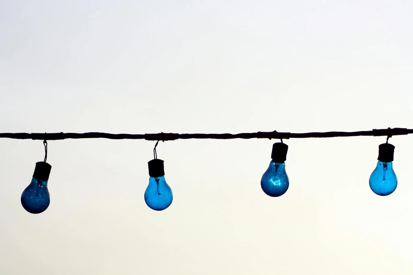 string light with blue light bulb