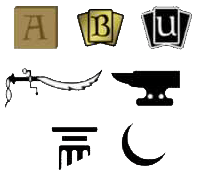 Symbols representing the seven Swedish Old School legal sets
