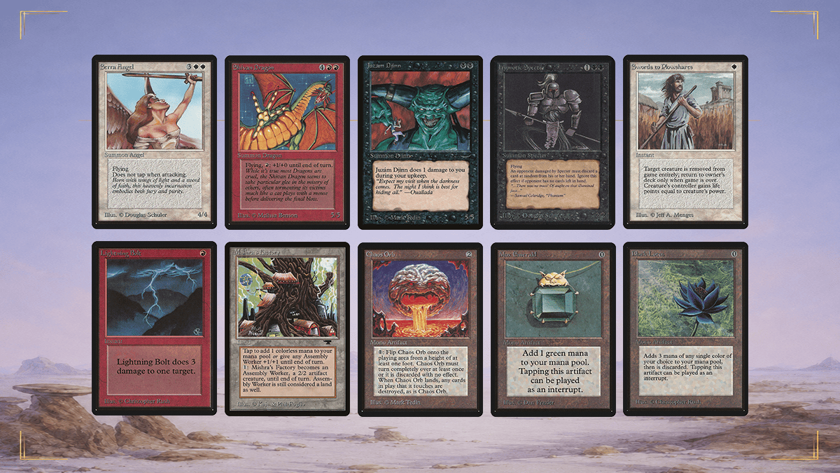 A selection of iconic and unusual Old School Magic cards