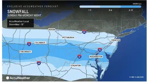 New Storm Snowfall Projection Map Released Here S What To Expect On Screen Shot 2025 01 05 At 5.06.03 PM 