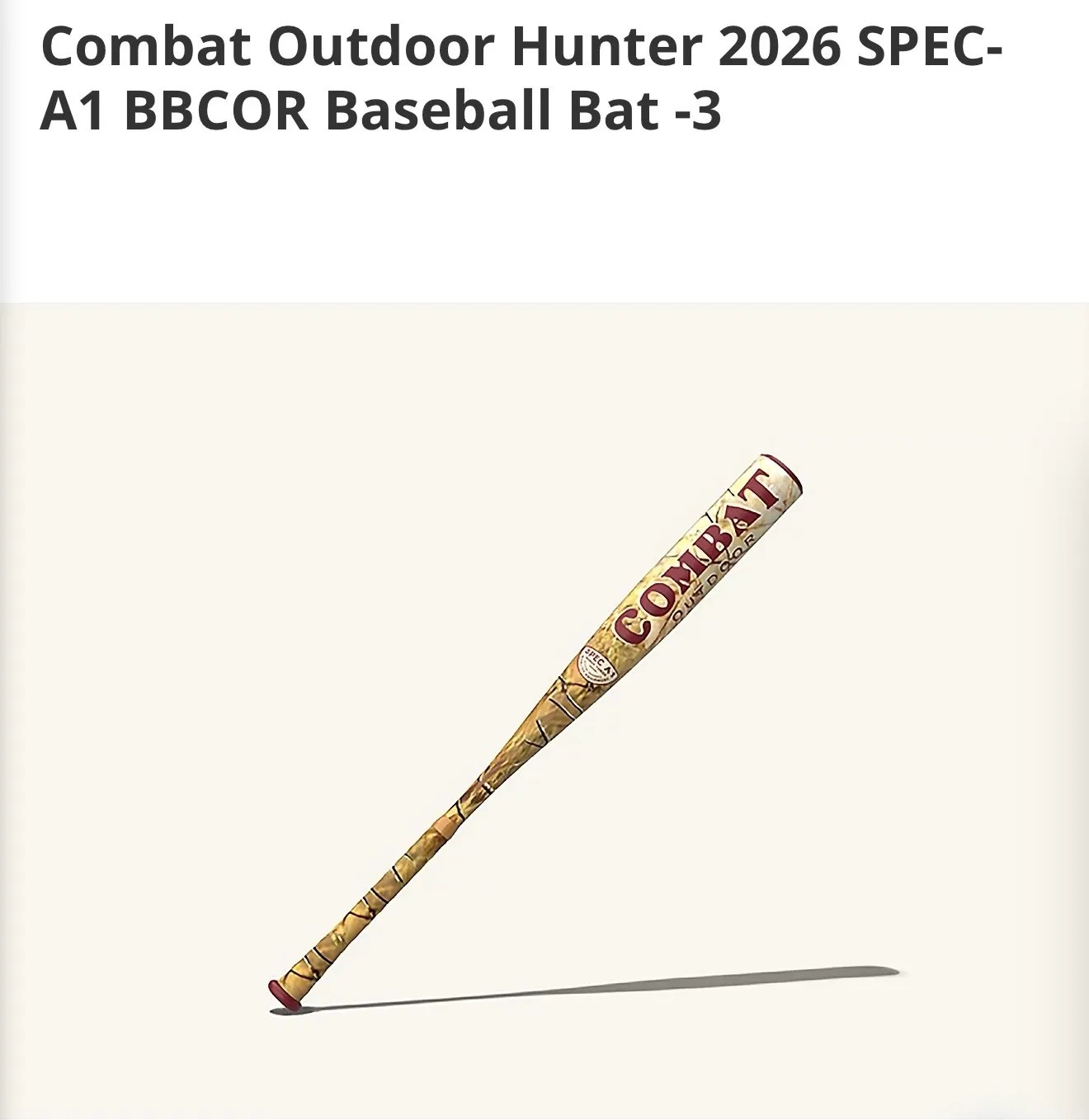 2026 Combat MFG Spec A1 Alloy BBCOR Certified Bat 3 30 Oz 33 Used Original 