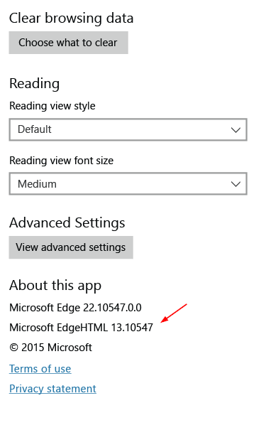 Edge - EdgeHTML version