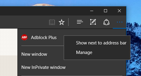 Edge - Adblock Plus add to address bar