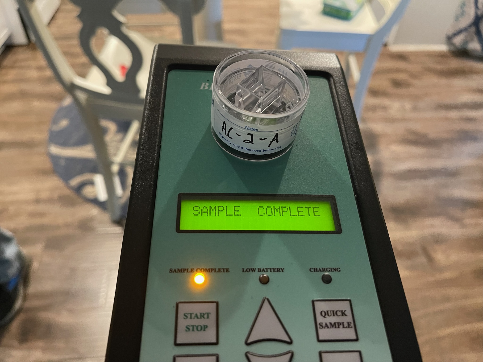 Mold sample on a digital testing device