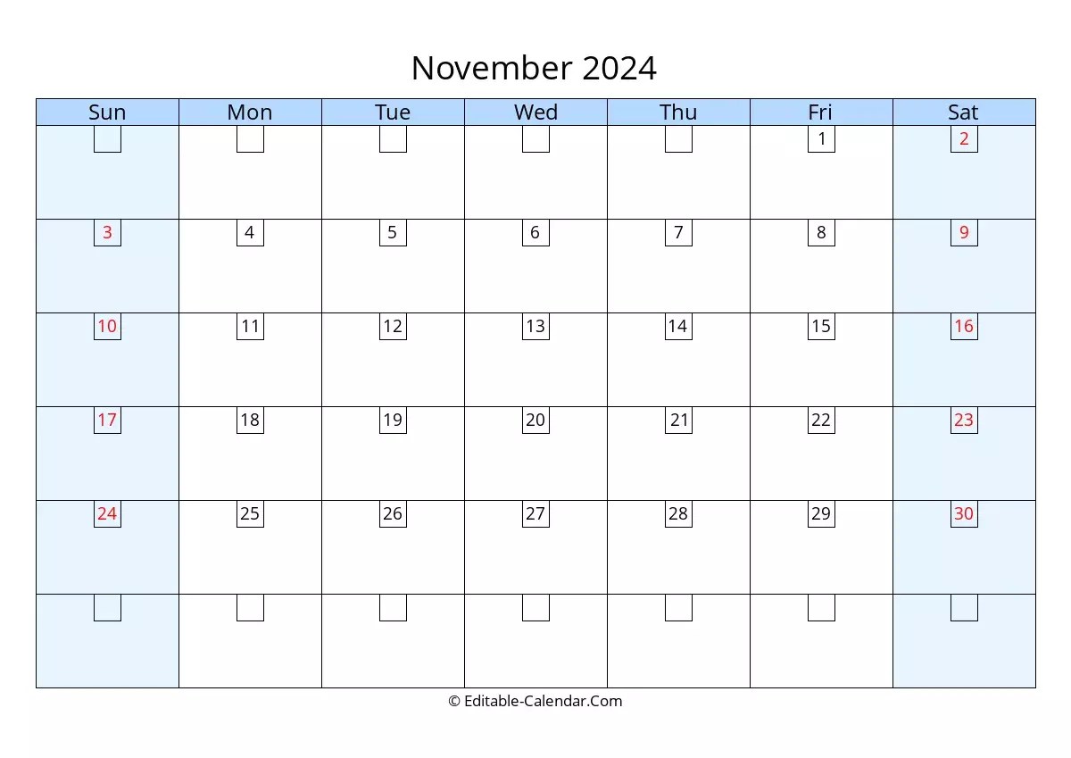 November 2024 calendar editable