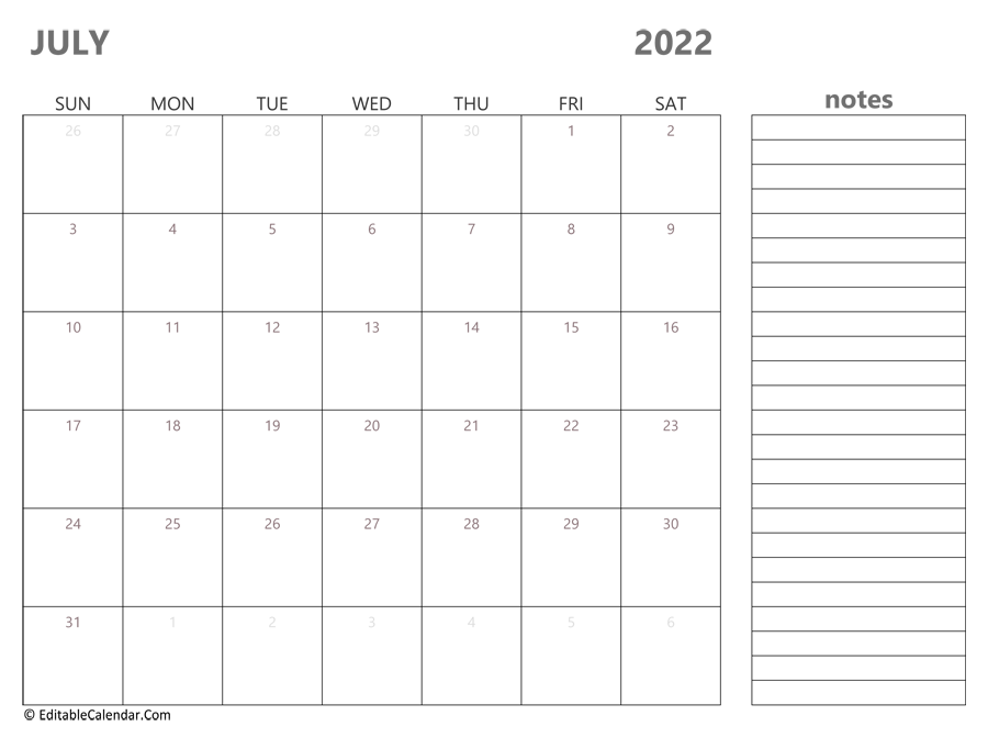 july 2022 printable calendar with holidays