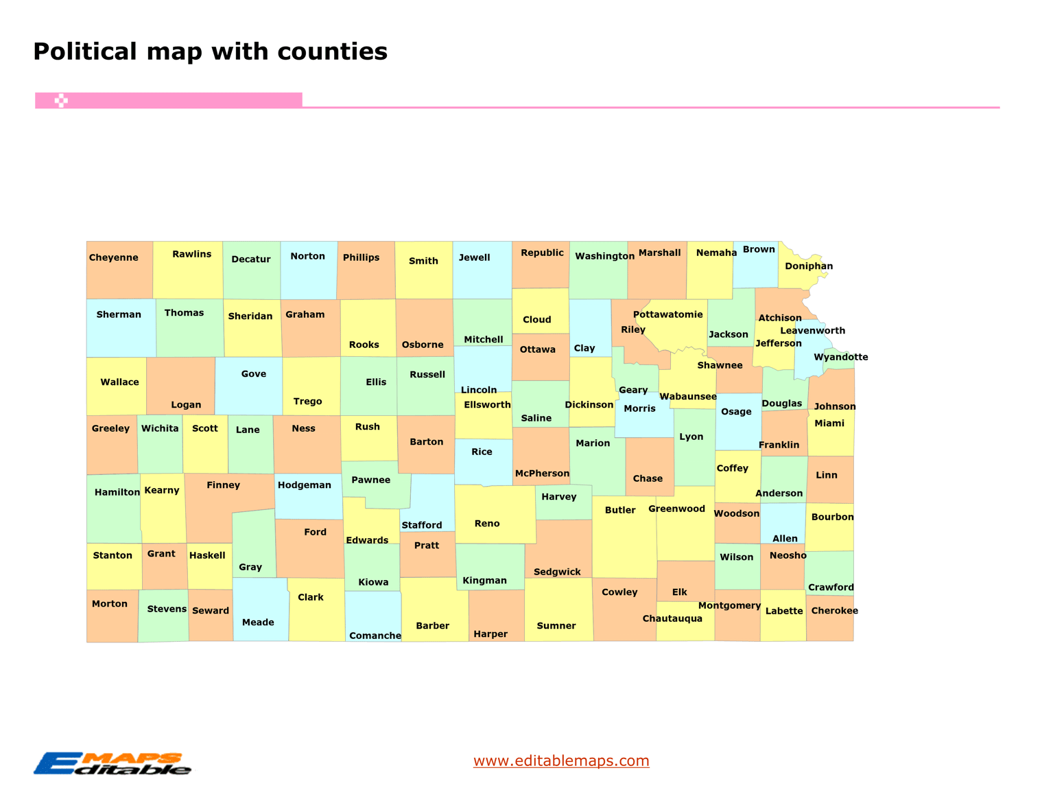 Printable Kansas County Map Printables Templates Free Kansas Map 12 