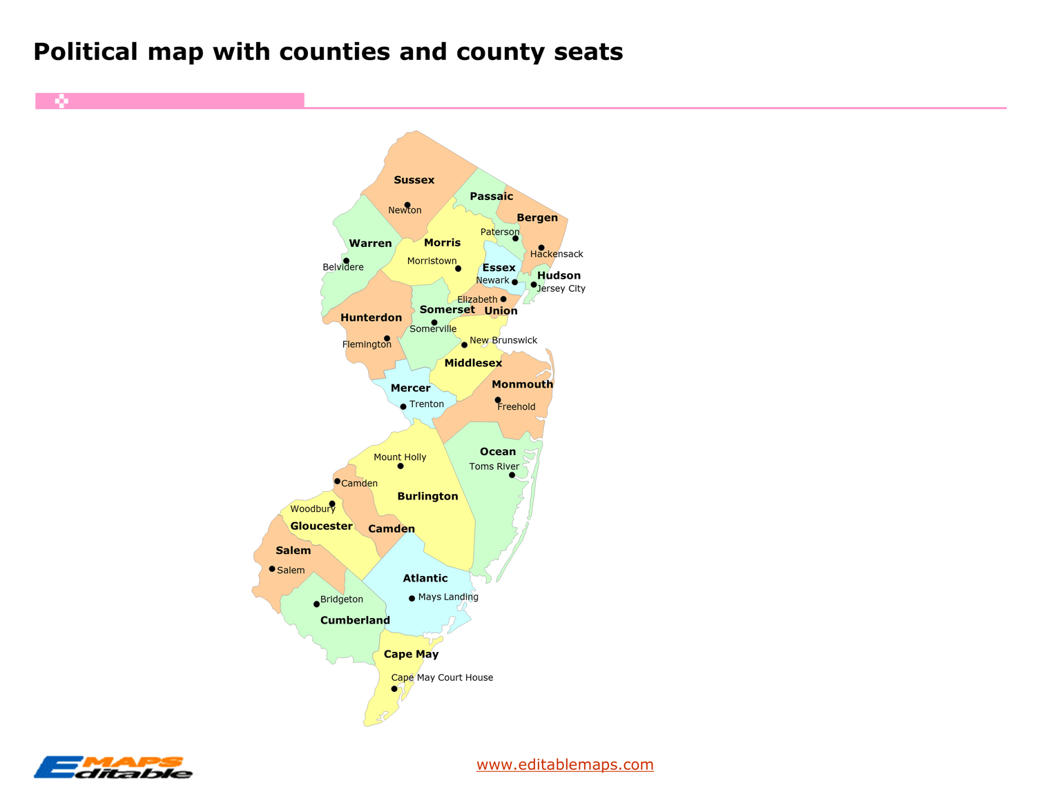 Printable New Jersey County Map New Jersey Map 14 
