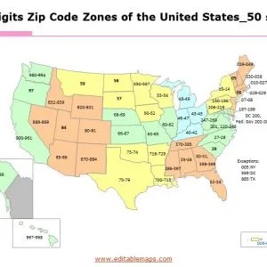 USA Zip Code Map Editable PowerPoint Maps United States Zip Code Map 2 300x300 