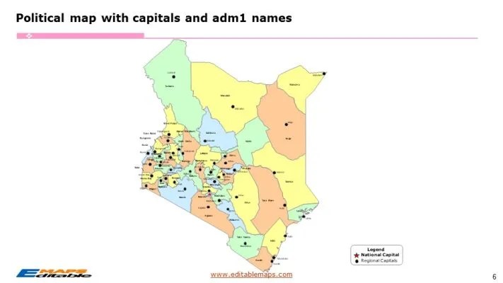Kenya Map With Counties Editable Powerpoint Maps.