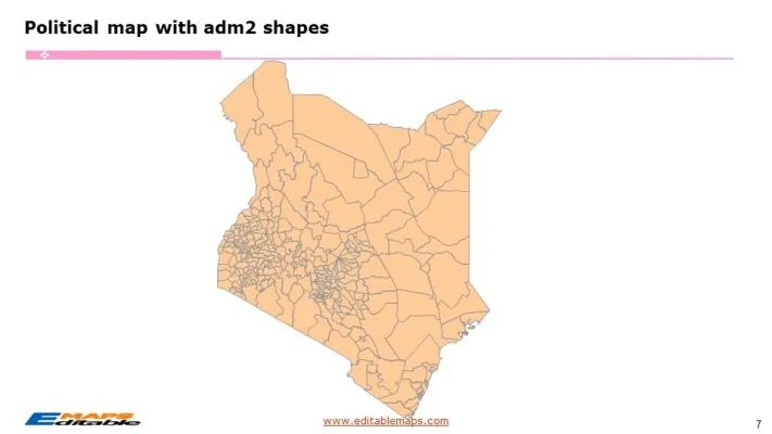 Kenya Map With Counties And 290 Districts Editable Powerpoint Maps.