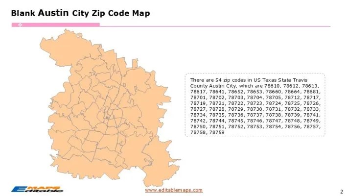 Austin Zip Code Map Editable PowerPoint Maps Austin Zip Code Map 2 711x400 
