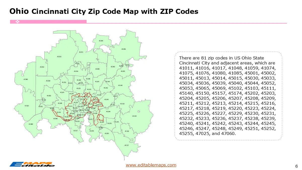 Cincinnati Ohio Zip Code Map Editable PowerPoint Maps Zip Code Map Cincinnati 6 
