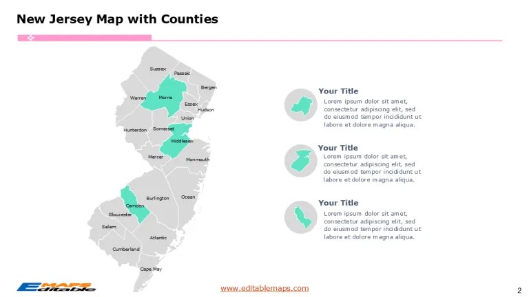 New Jersey Census Tract Map By County Editable Powerpoint Maps.