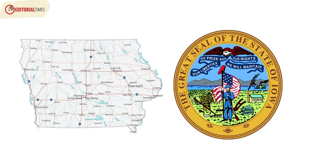 Iowa map and seal