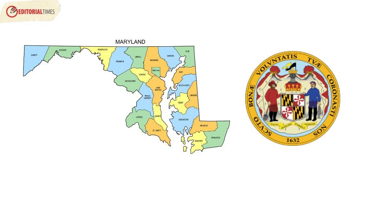 Maryland map and seal