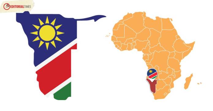 Namibia map and flag