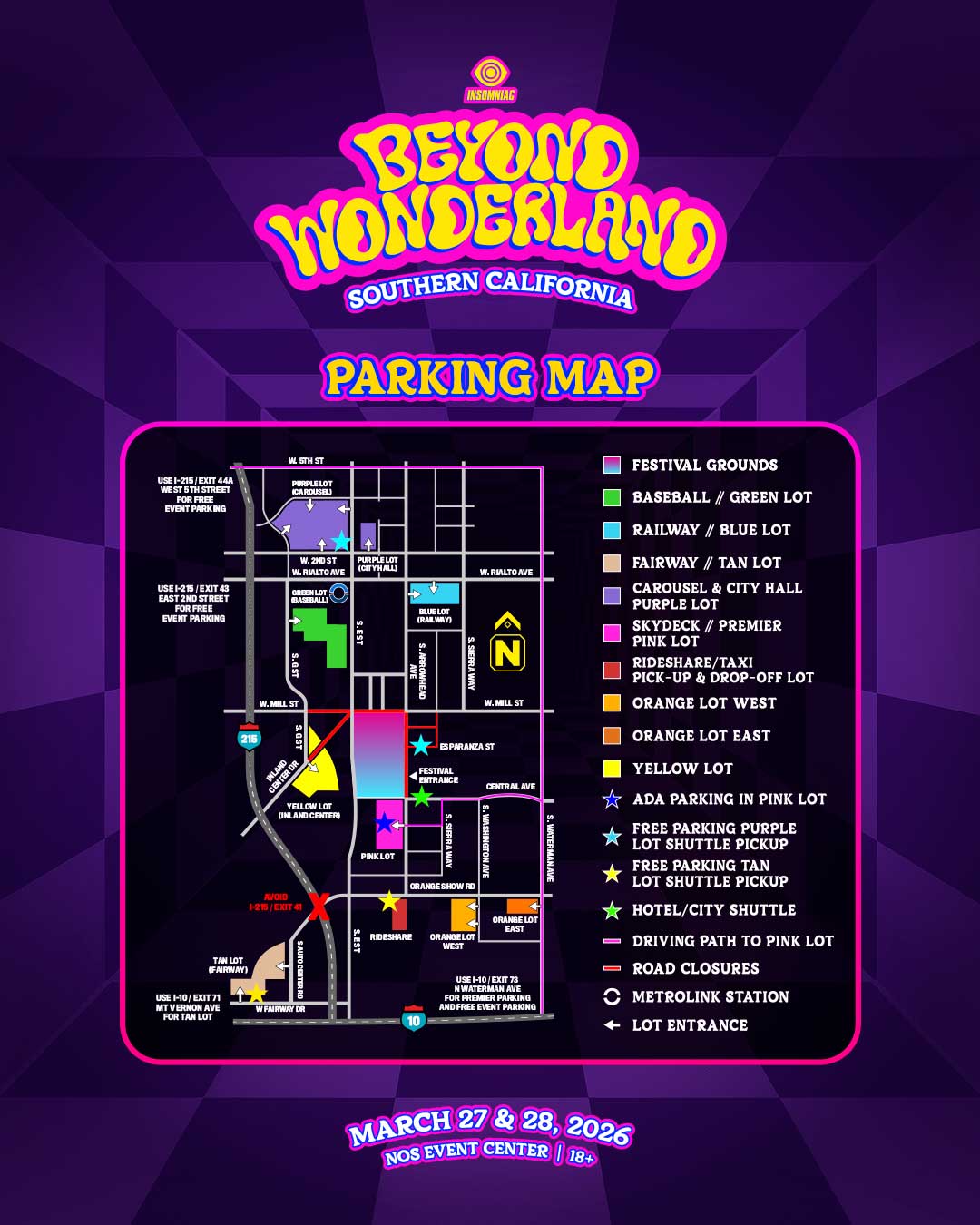 Beyond Wonderland SoCal 2026 Set Times And Essential Info EDM Identity Bwsc26 Parking Map 1 