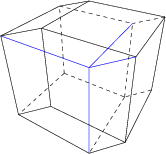 A 4D-s kocka rombikus dodekaéder alakú vetülete
