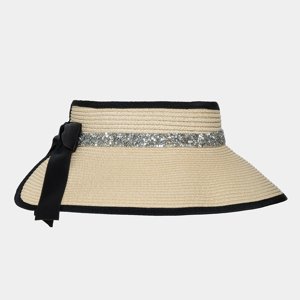 Top opened straw hat Μπεζ