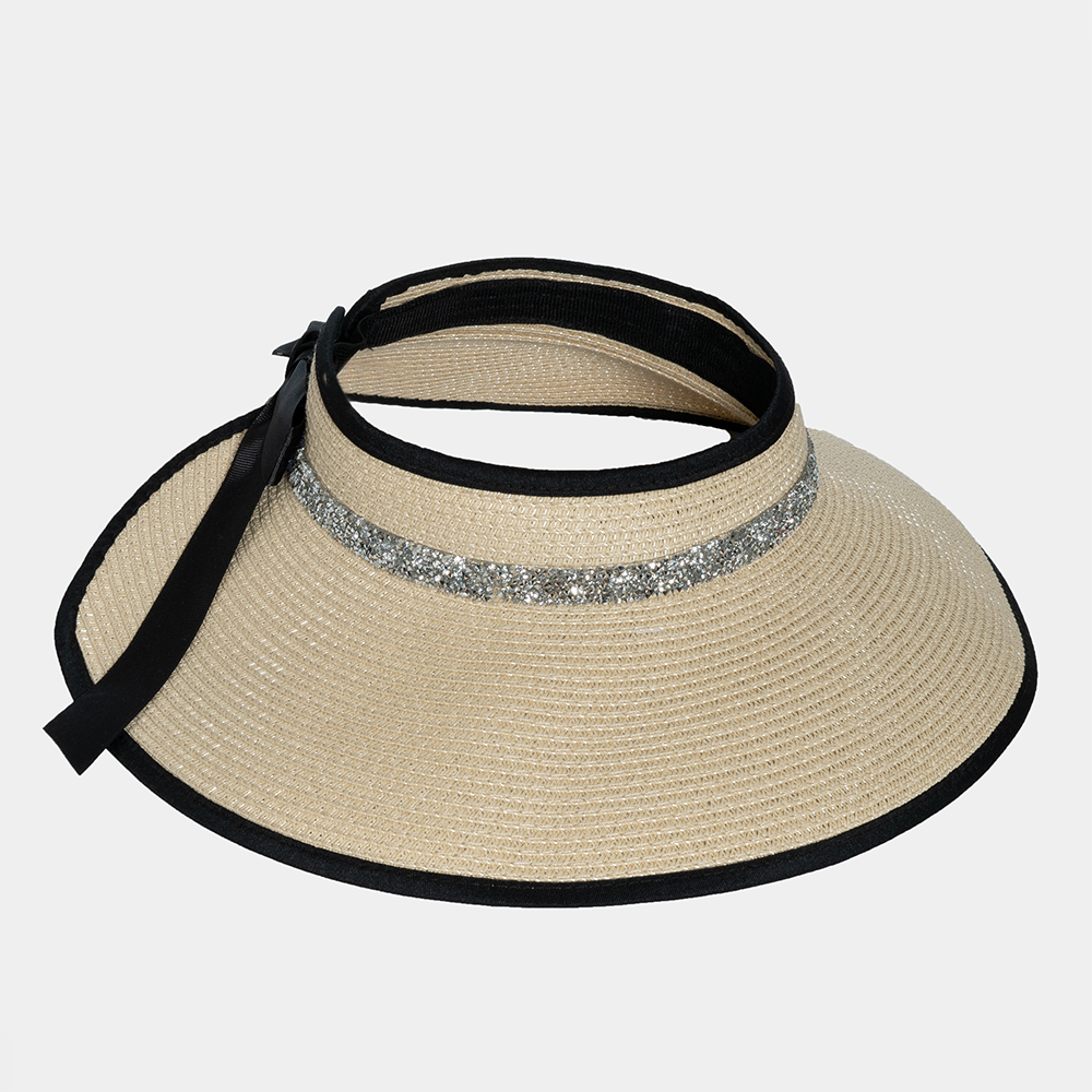 Top opened straw hat Μπεζ