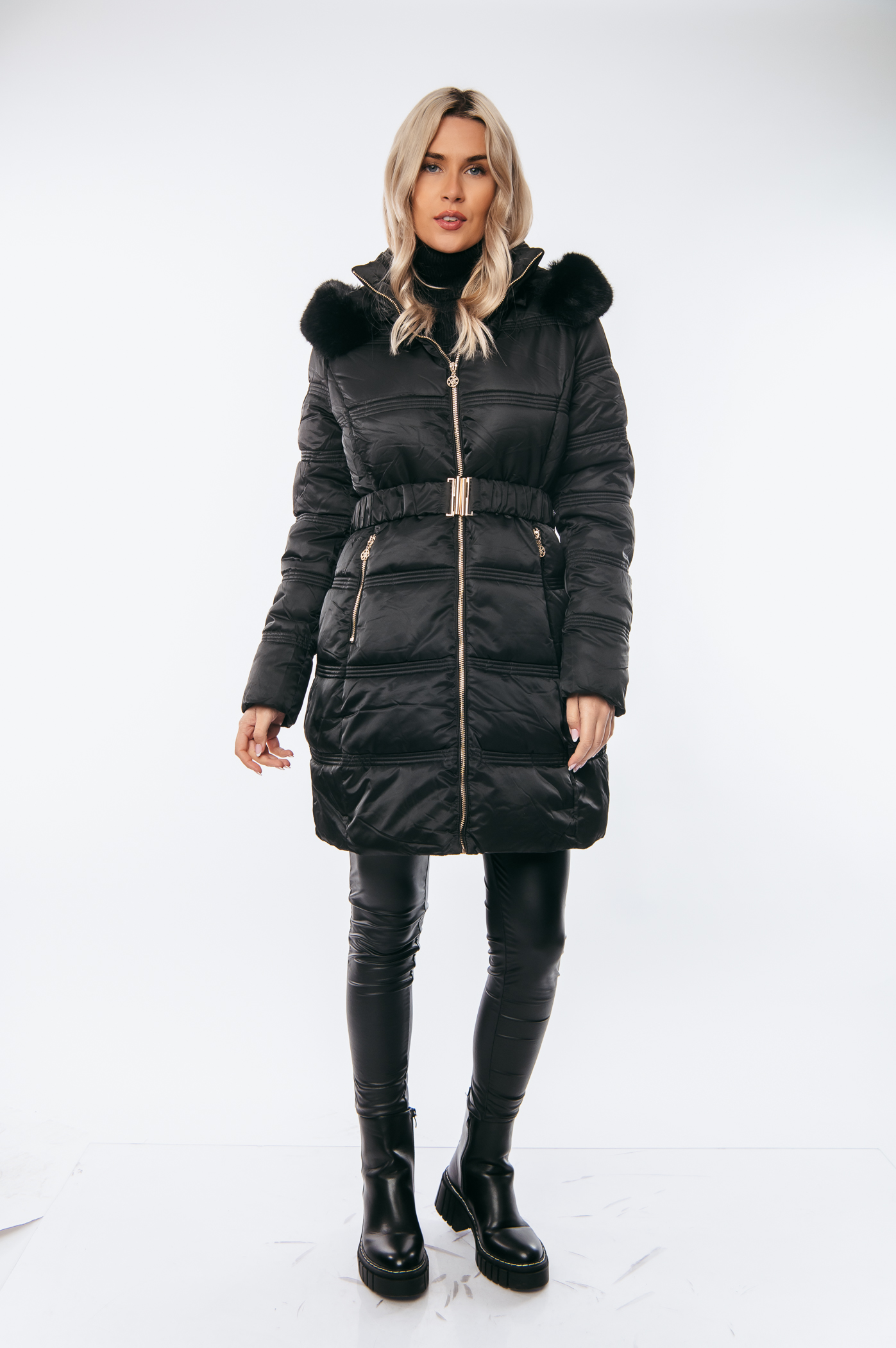  ΜΠΟΥΦΑΝ ΜΑΚΡΥ ΜΕ ΚΟΥΚΟΥΛΑ ΠΟΥ ΑΦΑΙΡΕΙΤΑΙ ΚΑΙ ΖΩΝΗ Μαύρο 2025