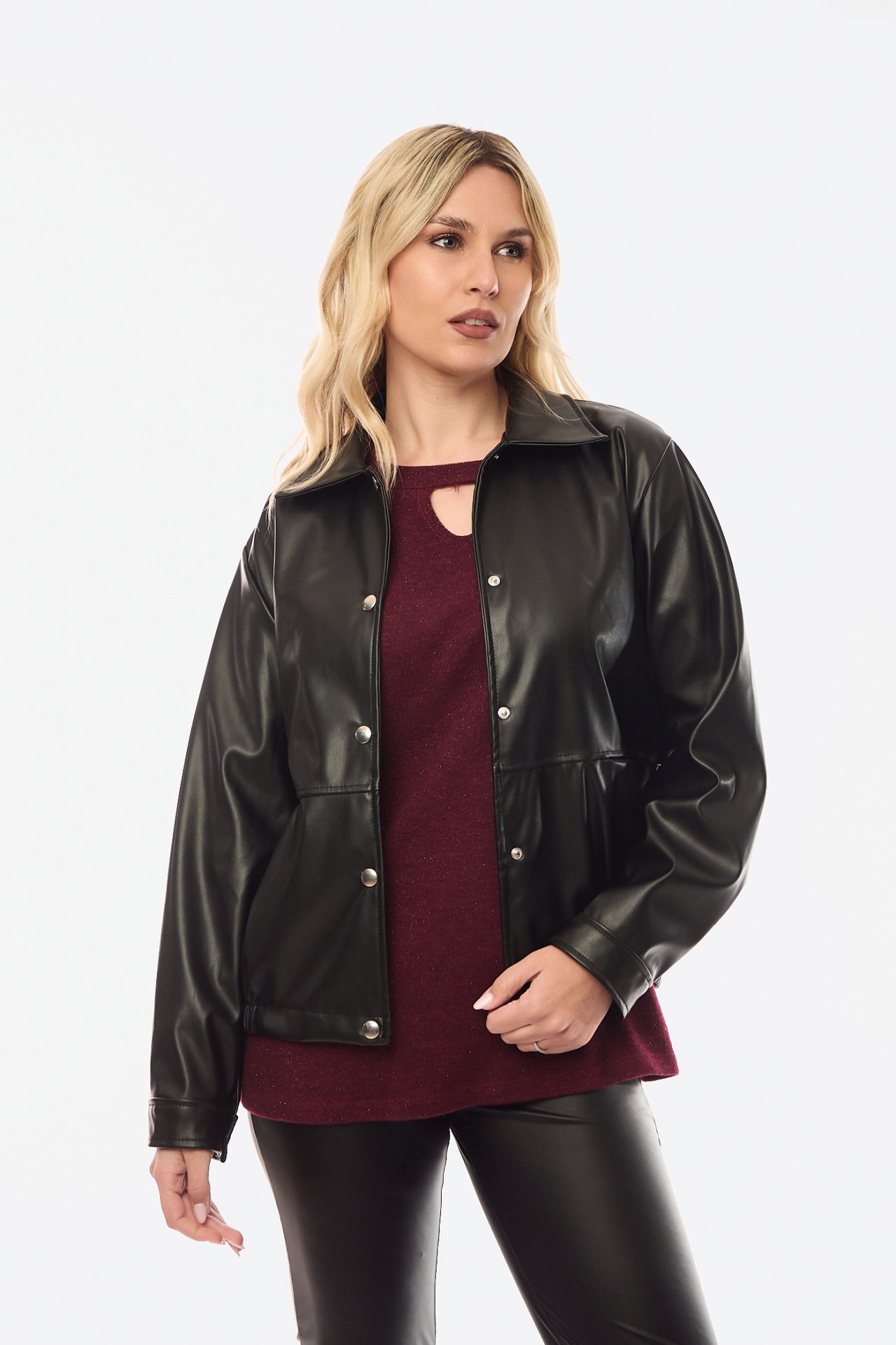 JACKET ΔΕΡΜΑΤΙΝΗ Mαύρο