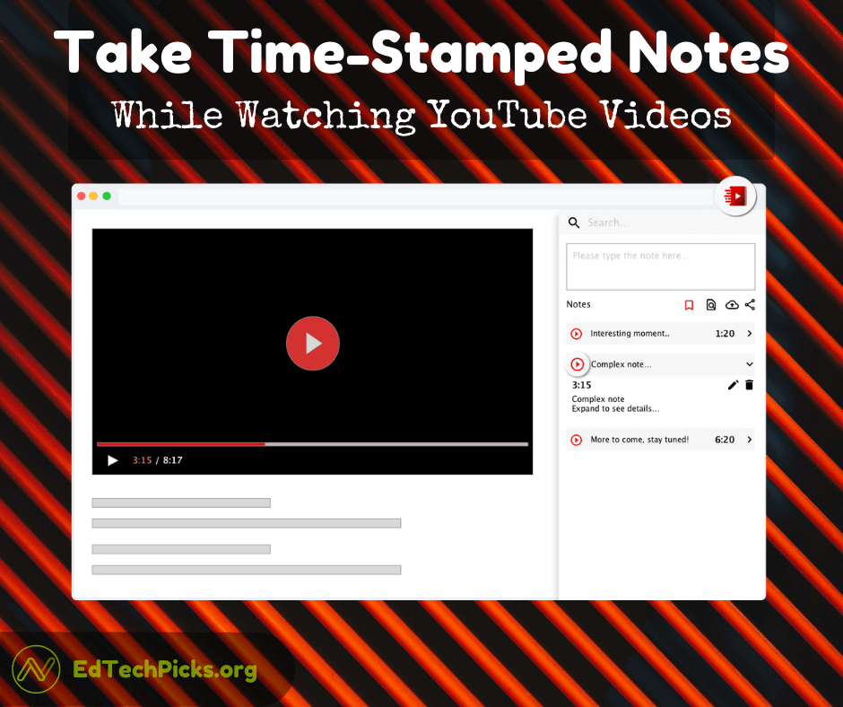 Take Time-Stamped Notes While Watching YouTube Videos