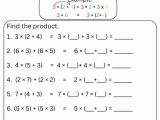 Distributive Property With Multiplication Grade 3 Worksheet 1