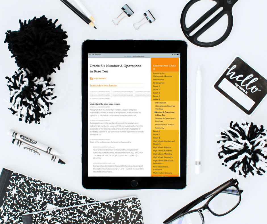 Basics Math Standards Getting to Know Your Math Standards
